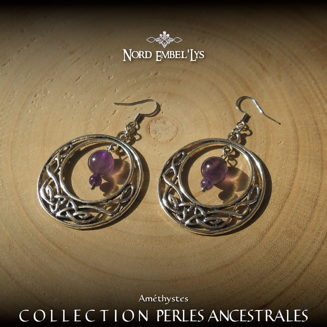 Boucles D'oreilles Style Celtique En étain Poli - Longueur 30 Mm - Neuf Sans Emballage