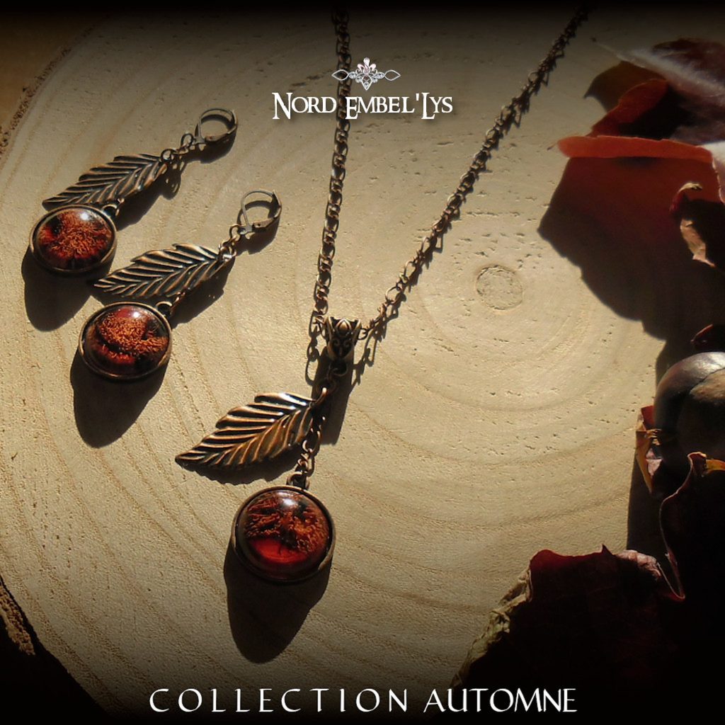 Collier Cuivre Signé Renoir - Pendentif Feuilles De Laurier - Occasion